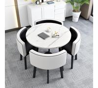 Ensemble table et chaises pour petite cuisine, chaises en similicuir, table de réception moderne pour salle de réunion, table de bar pour petit-déjeuner (noir et blanc)