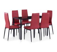 vidaXL Ensemble de table à manger sept pièces noir et blanc