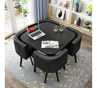 Ensemble table et chaises rondes 4 pièces, gain de place pour le salon, le balcon, un café, la réception d'un bureau, un club ou une petite salle de réunion (80 cm, Q)