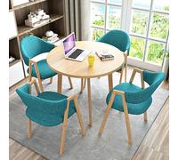 Ensemble table et chaises rondes 5 pièces, polyvalent pour les repas, les conférences, les réceptions, les bureaux et les négociations, idéal pour le salon et la cuisine, comprend 1 table et 4 chaises