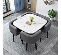 Ensemble table et chaises rondes/carrées en bois pour 4 personnes, idéal pour le salon ou la salle à manger. Table de conférence moderne avec 4 chaises. Table de réception avec chaises, 27 x 80 cm.