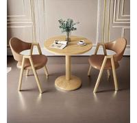 Ensemble table et chaises rondes du milieu du siècle pour 2 petites tables de bureau rondes avec pieds en métal, parfait pour les cafés, les salons de beauté et les salles à manger (marron)