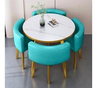 Ensemble table et chaises rondes en bois, solution compacte pour salle à manger et conférence pour bureau ou maison