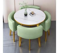 Ensemble table et chaises rondes en bois, solution compacte pour salle à manger et conférence pour bureau ou maison