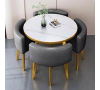 Ensemble table et chaises rondes en bois, solution compacte pour salle à manger et conférence pour bureau ou maison