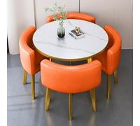 Ensemble table et chaises rondes en bois, solution compacte pour salle à manger et conférence pour bureau ou maison