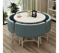 Ensemble table et chaises rondes en cuir pour économiser de l'espace, 1 table et 4 chaises, pour cuisine, salon, bureau