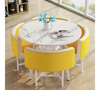 Ensemble table et chaises rondes en cuir pour économiser de l'espace - 1 table et 4 chaises - Pour cuisine, salon, bureau