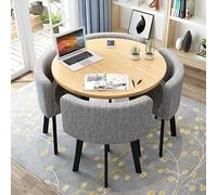 Ensemble table et chaises rondes gain de place (4 pièces), idéal pour un bureau, une réception, une petite salle de réunion, un salon, un balcon ou une salle de pause. Dimensions : 80 cm (31,5 po). Co