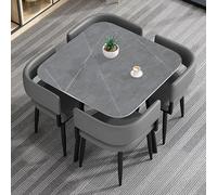 Ensemble table et chaises rondes grises pour bureau, réception et salon, table basse élégante avec chaises, idéale pour les clubs et les zones de réception