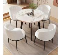 Ensemble table et chaises rondes modernes, 80 cm, blanc, idéal pour un accueil, des négociations, une petite réunion ou un coin repas dans une cuisine.