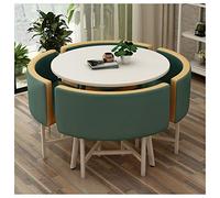 Ensemble table et chaises rondes modernes en cuir vert militaire pour salle à manger, bureau, balcon, café, salon de beauté, meubles de loisirs élégants pour salon et salle de réunion