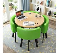 Ensemble table et chaises rondes pour 4 personnes (80 cm), table de salle à manger moderne avec structure métallique robuste et peu encombrante, chaises en PU, ensemble table basse pour bureau ou appa