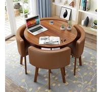 Ensemble table et chaises rondes pour 4 personnes (80 cm), table de salle à manger moderne avec structure métallique robuste et peu encombrante, chaises en PU, ensemble table basse pour bureau ou appa
