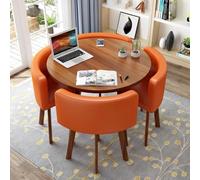 Ensemble table et chaises rondes pour 4 personnes (80 cm), table de salle à manger moderne avec structure métallique robuste et peu encombrante, chaises en PU, ensemble table basse pour bureau ou appa