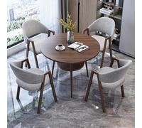 Ensemble table et chaises rondes pour 4 personnes, gain de place, moderne, idéal pour une salle de conférence, un salon, un bureau ou une petite cuisine.