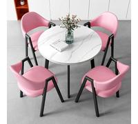 Ensemble table et chaises rondes pour 4 personnes, rose, idéal pour une réception, des négociations, un café, une cuisine ou un appartement familial.