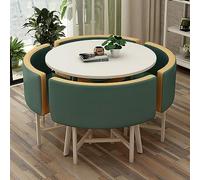 Ensemble table et chaises rondes pour bureau, salle de réception, club et salle de réunion, idéal pour la maison, le salon, le balcon et le café, la salle de pause, couleur vert foncé, mobilier