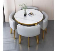 Ensemble table et chaises rondes pour petites réunions professionnelles, utilisable comme table de négociation, bureau de vente, magasin ou table basse, gris clair