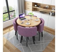 Ensemble table et chaises rondes pour salle à manger, 4 chaises, style moderne, idéal pour les conférences, la cuisine, la salle à manger ou le bureau.