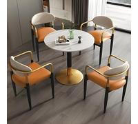 Ensemble table et chaises rondes simples et compactes, utilisables en cuisine, pour conférences, réceptions ou négociations, orange.