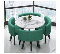 Ensemble Table et chaises Rondes Vertes pour 5 Personnes - Mobilier Moderne pour réception, Balcon, Salon, café, Chambre, Bureau - 1 Table carrée