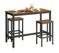 VASAGLE Lot Table et Chaises de Bar, Table Haute avec 2 Tabourets de Style Industriel, pour Cuisine, Salle à Manger, Salon, Marron rustique par SONGMICS LBT15X