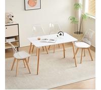 Ensemble Table et Chaises - Table rectangulaire - Moderne - 4 Chaises en acrylique transparent - Blanc