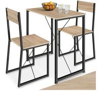 Ensemble table et chaises - TECTAKE - Ensemble de dîner MARGATE style industriel, 2 chaises et 1 table, bois et acier - Bois clair