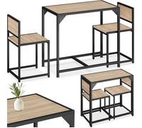 Ensemble table et chaises - TECTAKE - Ensemble de dîner MILTON style industriel, 2 chaises et 1 table, bois et acier - Bois clair