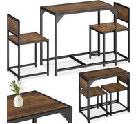 Tectake Ensemble MILTON Table + 2 Chaises Style Vintage - Bois foncé industriel, rustique