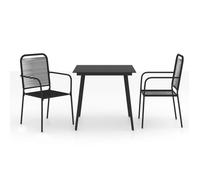 vidaXL Ensemble table et chaises 3 pièces d'extérieur Noir corde en coton et acier