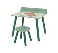 Ensemble table et tabouret enfant design animaux de la fôret - porte-livres intégré - bois vert