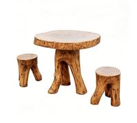 Ensemble table et tabourets rustiques en forme de souche d'arbre - Ensemble de bistrot d'extérieur en résine et bois résistant aux intempéries pour jardin, balcon, terrasse (1 table + 5 chaises)