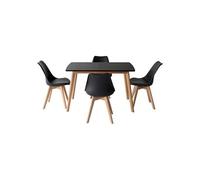 Ensemble table extensible 120/160cm HELGA et 4 chaises NORA noir