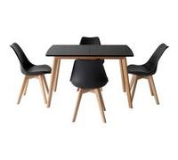 Ensemble table extensible 120/160cm HELGA et 4 chaises NORA noir