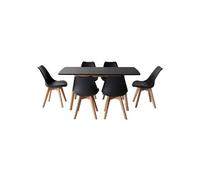 Ensemble table extensible 120/160cm HELGA et 6 chaises NORA noir