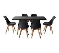 Ensemble Table Extensible 120/160cm Helga Et 6 Chaises Nora Noir Noir