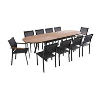 Oviala Ensemble Table Extensible 220/280 cm et 10 chaises de Jardin