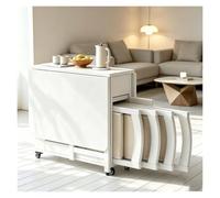Ensemble Table Extensible Et 4 Chaises, Table Cuisine en Bois Massif, avec des Tiroirs Et des Étagères Ouvertes, Tables À Manger Pliable avec roulettes, Adaptable À Tous Scénarios(White)