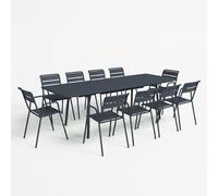Ensemble Table extensible + Fauteuils FERMOB Monceau 6 à 10 personnes - Carbone