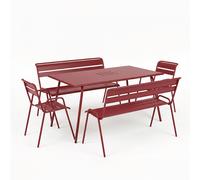 Ensemble Table + Fauteuils et Bancs FERMOB Monceau 6 personnes - Piment