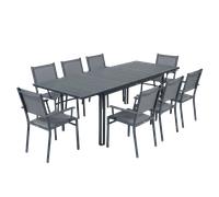 Ensemble Table + Fauteuils FERMOB Costa 8 personnes - Gris Orage