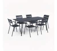 Ensemble Table + Fauteuils FERMOB Monceau 6 personnes - Carbone