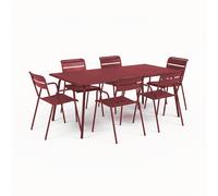Ensemble Table + Fauteuils FERMOB Monceau 6 personnes - Piment