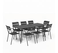 Ensemble Table + Fauteuils FERMOB Monceau 8 personnes - Carbone