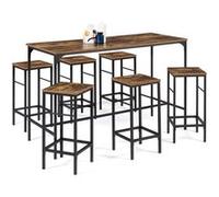 IDMarket - Ensemble Table Haute de Bar Dayton 150 cm et 6 tabourets Effet Vieilli Design Industriel