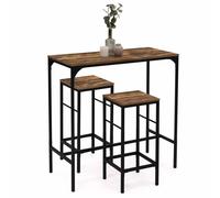 IDMarket – Ensemble table haute de bar Dayton 95 cm, 2 tabourets, effet vieilli design industriel