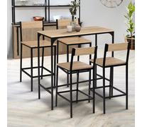 Ensemble Table Haute De Bar Detroit 100 Cm Et 4 Chaises De Bar Design Industriel