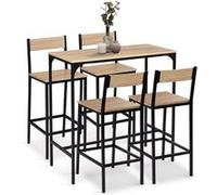IDMarket Ensemble table haute de bar Detroit 100 cm 4 chaises design industriel Beige G
